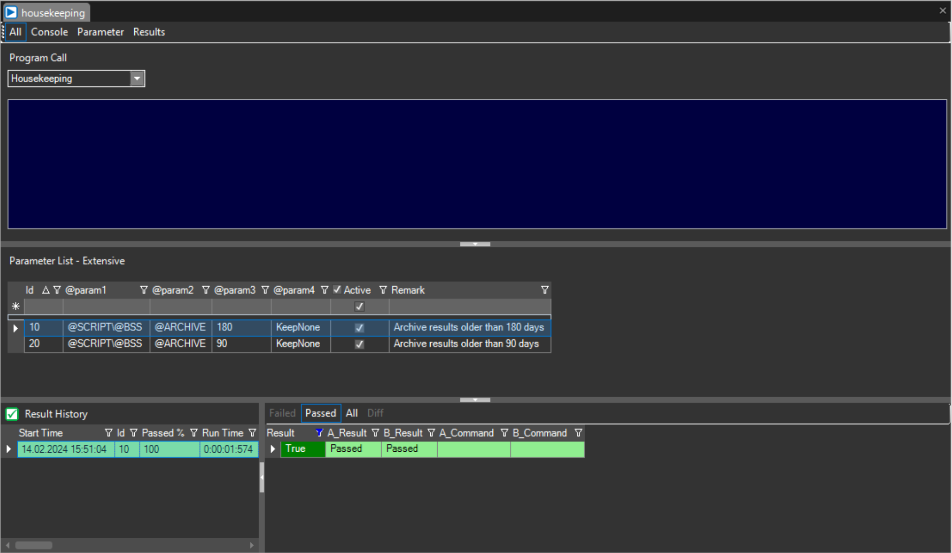 OMrun test program object result