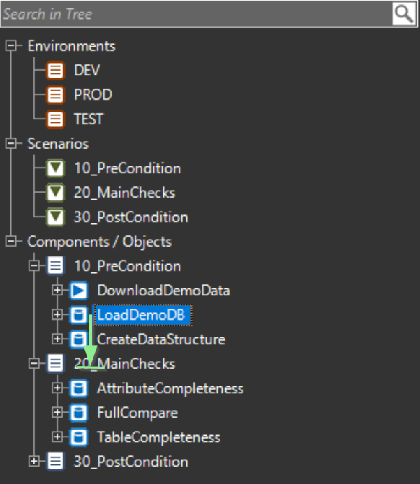 OMrun test data object - drag & drop