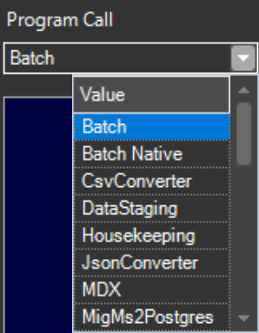OMrun test program object - program call drop down menue