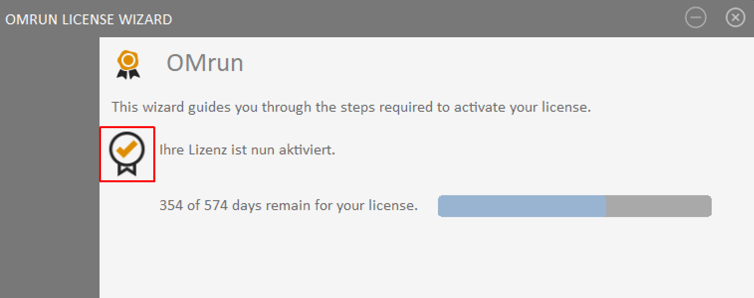 Show OMrun License Info Details