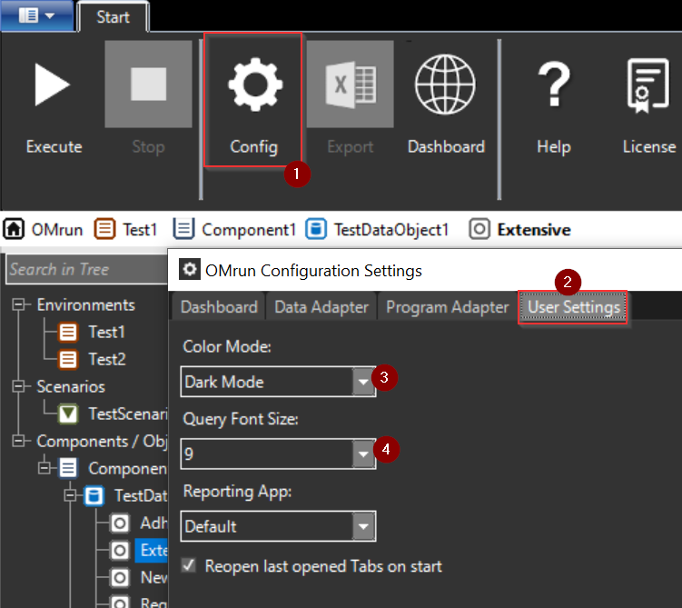 Open and Modify OMrun User Settings