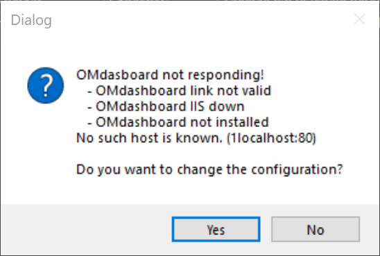 OMrun Dashboard Connection Error