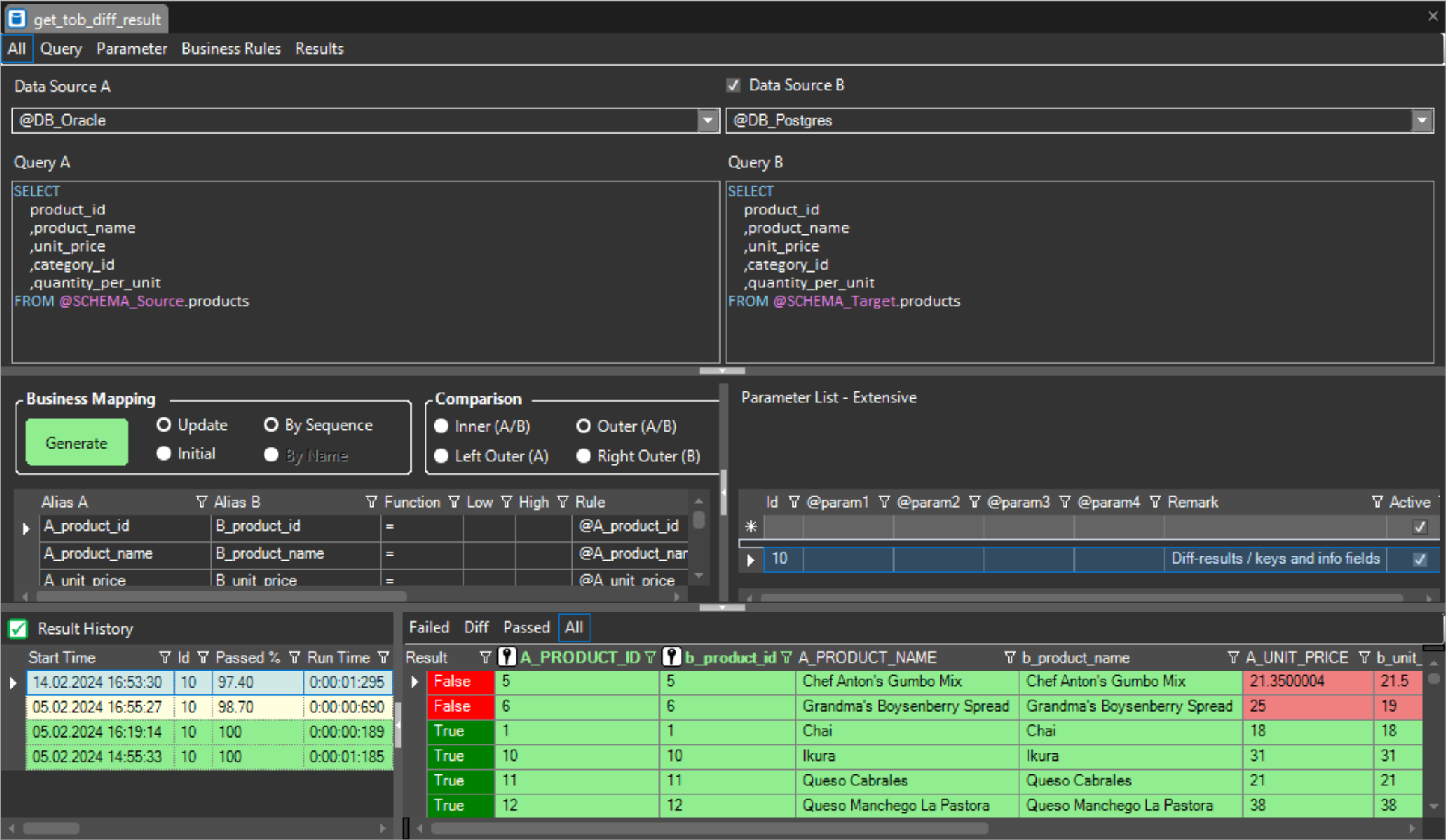 OMrun test data object result
