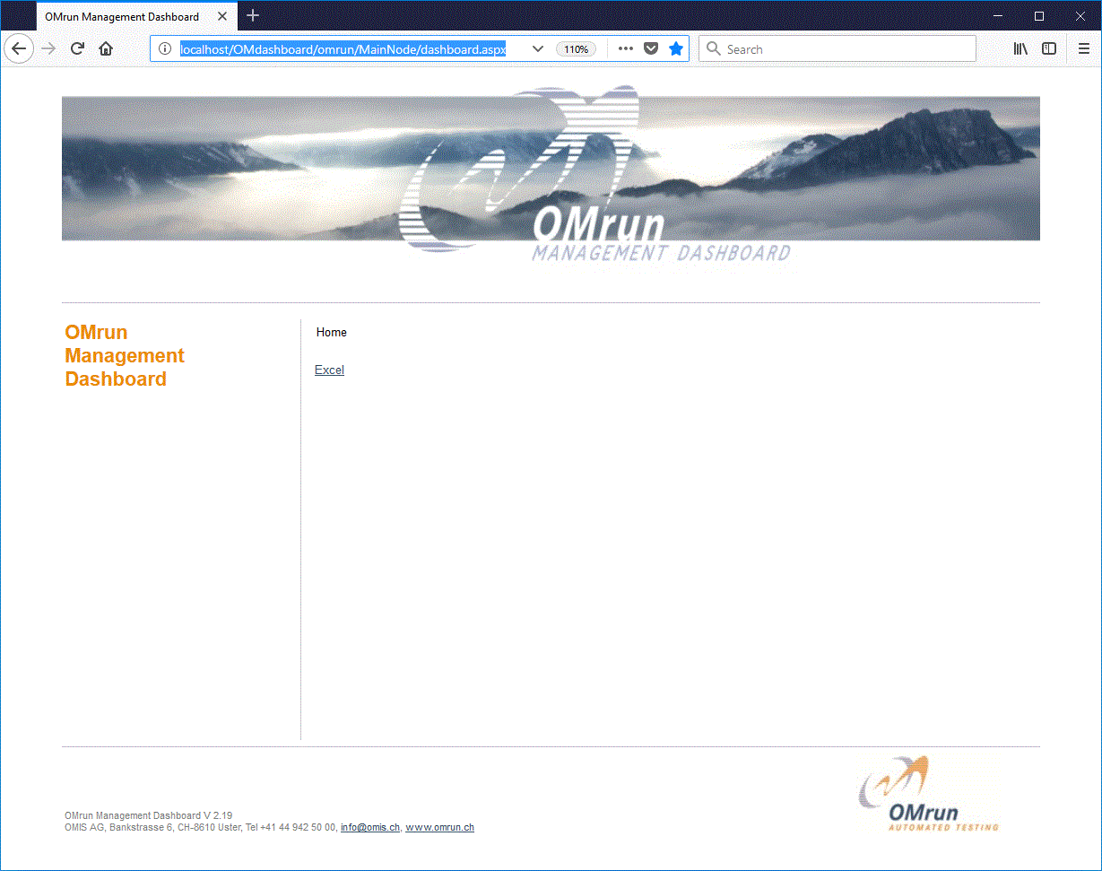 OMdasboard home screen