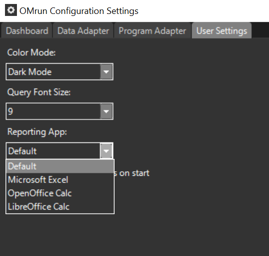 Selecting Reporting Application
