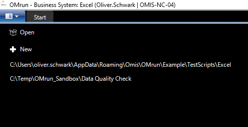 OMrun open business system dialog