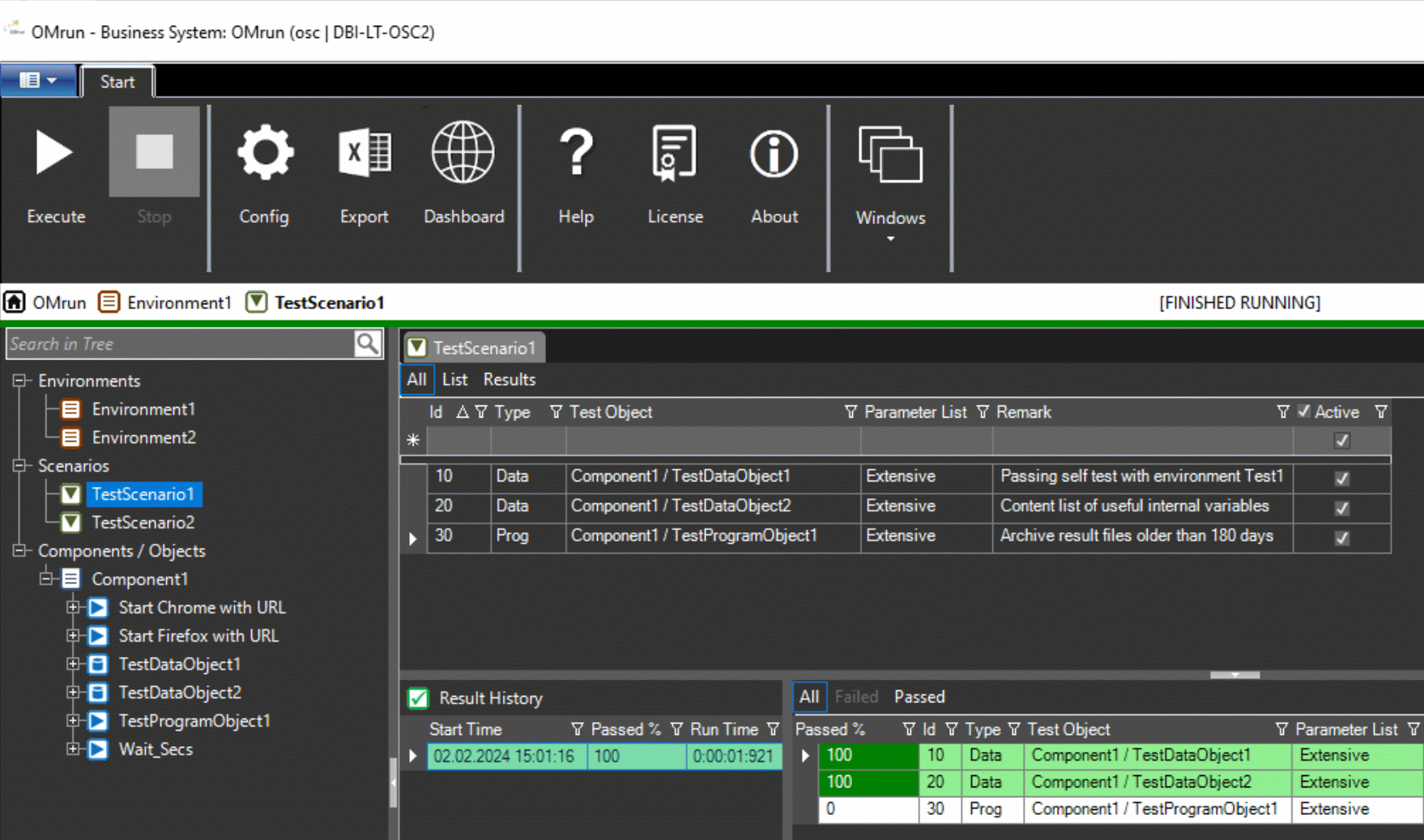 OMrun example business system